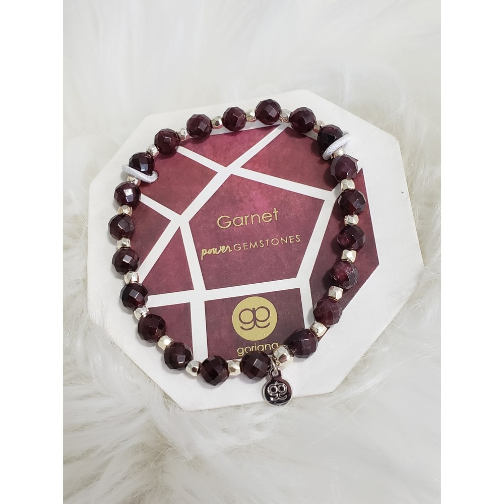 NEW Gorjana‎ Power Gemstone Garnet Silver Plated Beaded Bracelet ENERGY
